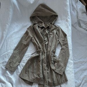 Olive Green Suede Raincoat